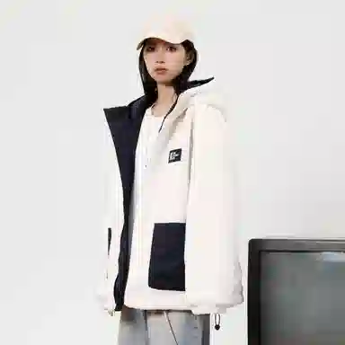 KW Magic Tape Reversible Windproof Hooded Cotton Jacket