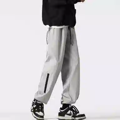 双星八特 美式高街加绒加厚防风防水户外露营登山机能风纯色基础款宽松系带直筒工装裤 男女同款 黑色