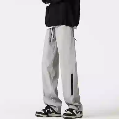 双星八特 美式高街加绒加厚防风防水户外露营登山机能风纯色基础款宽松系带直筒工装裤 男女同款 黑色