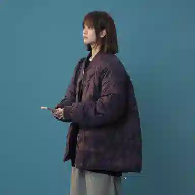 双星八特 日系学院风纯色菱形格外套宽松休闲百搭情侣棉服 男女同款