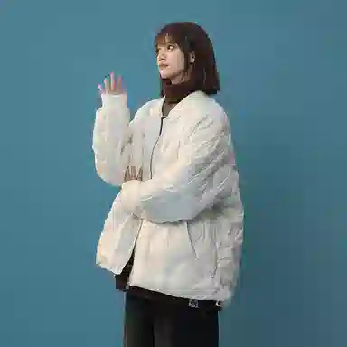 双星八特 日系学院风纯色菱形格外套宽松休闲百搭情侣棉服 男女同款