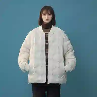 双星八特 日系学院风纯色菱形格外套宽松休闲百搭情侣棉服 男女同款