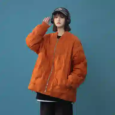 双星八特 日系学院风纯色菱形格外套宽松休闲百搭情侣棉服 男女同款