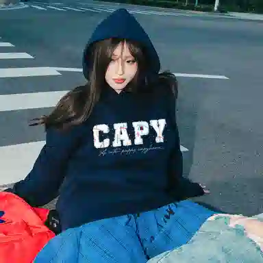 【重磅华棉350g】卡皮巴拉小黄豚 真刺绣烟花彩点毛绒贴布慵懒显瘦美式高街休闲上衣小众日常简约百搭设计感潮流春秋薄款连帽卫衣 男女同款