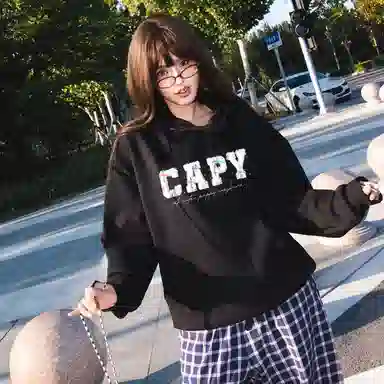 【重磅华棉350g】卡皮巴拉小黄豚 真刺绣烟花彩点毛绒贴布慵懒显瘦美式高街休闲上衣小众日常简约百搭设计感潮流春秋薄款连帽卫衣 男女同款