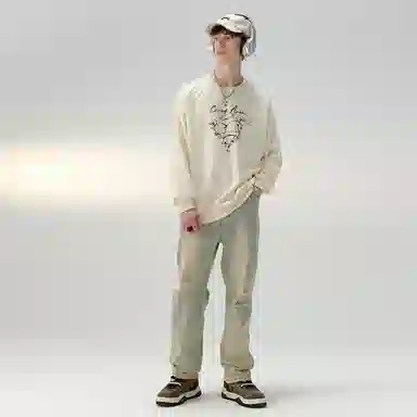 SWAMP AREA Wings Heart Letter Print Sweatshirt