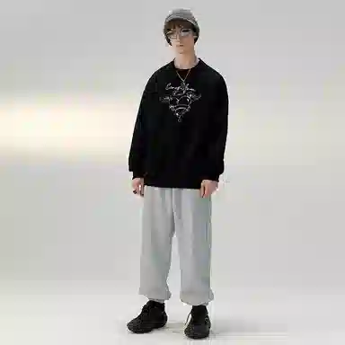 SWAMP AREA Wings Heart Letter Print Sweatshirt