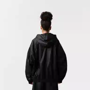 VANN VALRENCÉ Glossy Coated Denim Hoodie Black