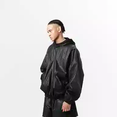 VANN VALRENCÉ Glossy Coated Denim Hoodie Black