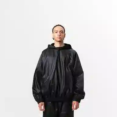 VANN VALRENCÉ Glossy Coated Denim Hoodie Black