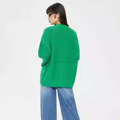 美特斯邦威 镂空长袖针织慵懒宽松毛衣 女款