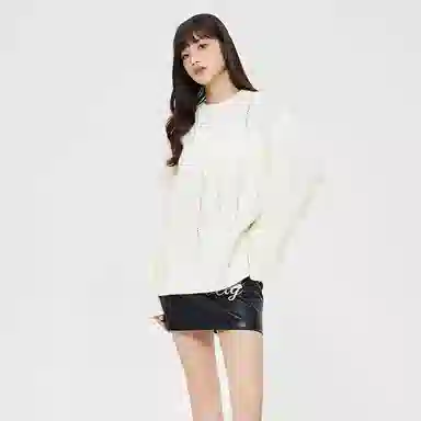 美特斯邦威 镂空长袖针织慵懒宽松毛衣 女款