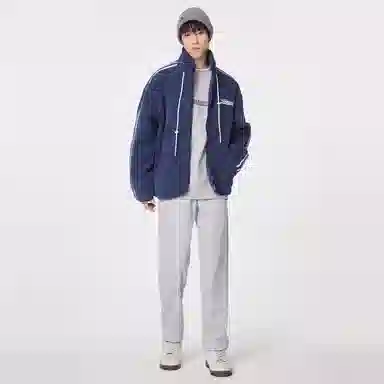 美特斯邦威 时尚潮酷立领拼接短款棉服 男款