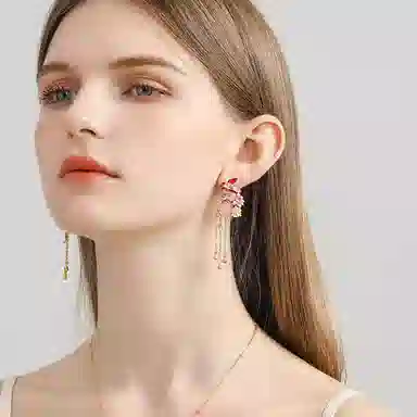 珐瑞雅 蝴蝶花朵 铜 耳环 女款