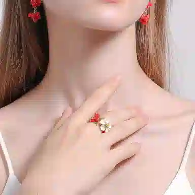 珐瑞雅 甜美优雅气质古风 珐琅 戒指 女款