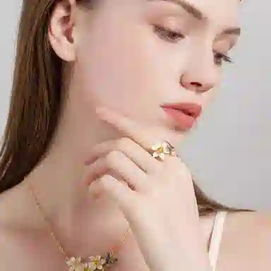 珐瑞雅 水仙花渐变蝴蝶 简约轻奢 铜 戒指 女款