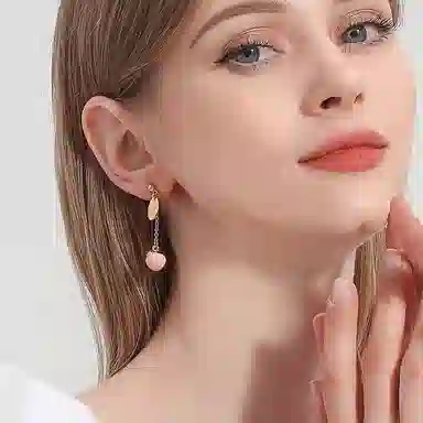 珐瑞雅 手绘珐琅水蜜桃长款流苏不对称 铜基底 耳环 女款