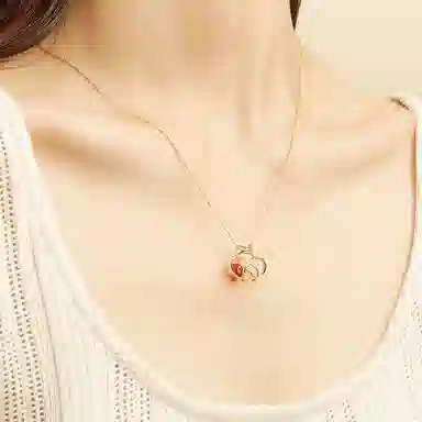 创饰社 新中式/相思红豆 玛瑙 玉石项链 女款