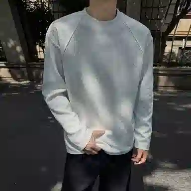 悍戈 美式高街解构拼接纯色简约风套头长袖内搭卫衣 男女同款
