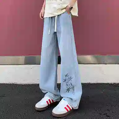 JEANSWEST Vintage Floral Print Jeans