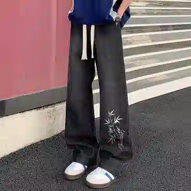 JEANSWEST Vintage Floral Print Jeans