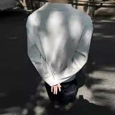 悍戈 美式高街解构拼接纯色简约风套头长袖内搭卫衣 男女同款