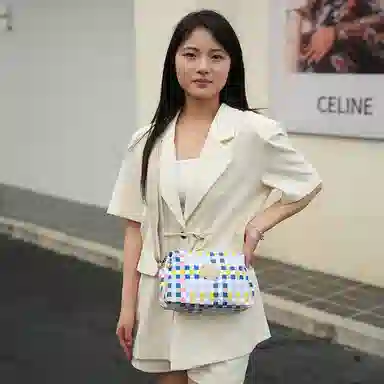 菲都狄都 休闲织物单肩包斜挎包 女款 多彩格纹
