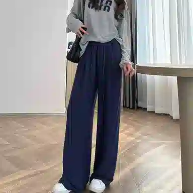 卡路莉 白色棉麻阔腿裤休闲裤 女款