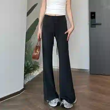 卡路莉 显瘦加长高腰休闲裤 女款 深灰色