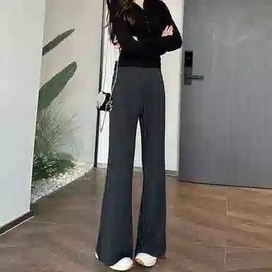 卡路莉 显瘦加长高腰休闲裤 女款 深灰色