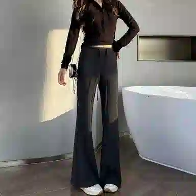 卡路莉 显瘦加长高腰休闲裤 女款 深灰色