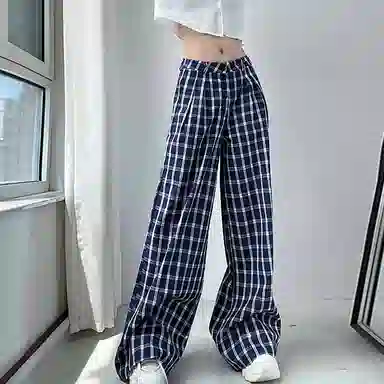 卡路莉 格子裤女高个子夏季休闲裤 女款