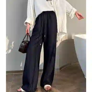 卡路莉 夏季冰丝面料仿牛仔阔腿裤休闲裤 女款