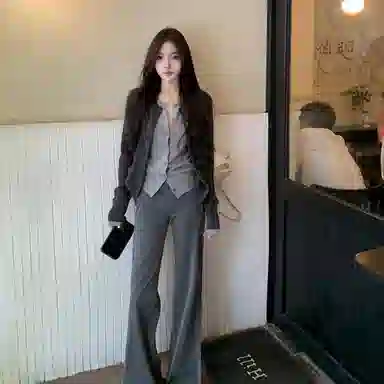 卡路莉 高个子薄款灰色西装裤休闲裤 女款