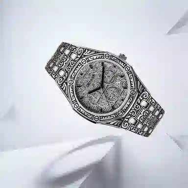 LIBER AEDON Classic Embossed Series Quartz Watch Silver Dial