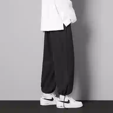 顶峰保罗 两穿直筒美式潮牌宽松运动抽绳长裤无性别主义痞帅时尚百搭简约束脚休闲裤 男女同款