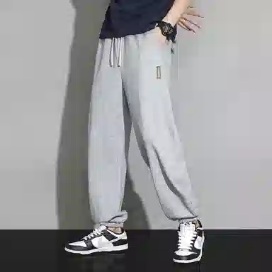 顶峰保罗 潮牌宽松大码无性别主义运动通勤束脚卫裤弹力抽绳显高百搭简约时尚加绒加厚休闲裤 男女同款