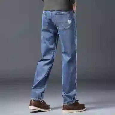 顶峰保罗 无性别主义美式高街潮牌垂感水洗做旧宽松直筒薄款休闲时尚百搭长裤子高端设计感牛仔裤 男女同款