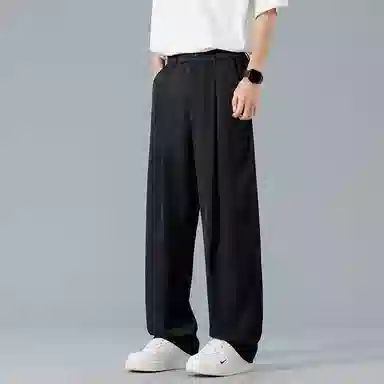 顶峰保罗 纯色垂感薄款透气直筒长裤宽松简约小众潮牌百搭高级感舒适显瘦显高阔腿休闲裤 男女同款