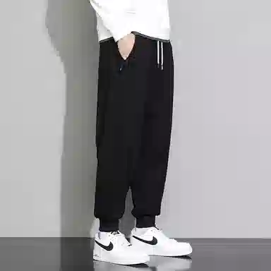 顶峰保罗 重磅宽松运动束脚裤无性别主义纯色加绒加厚大码通勤卫裤弹力抽绳显高显瘦简约百搭高街休闲裤 男女同款