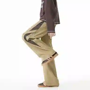 顶峰保罗 美式高街潮牌宽松直筒阔腿运动长裤青少年春秋穿搭通勤潮流百搭情侣款休闲裤 男女同款