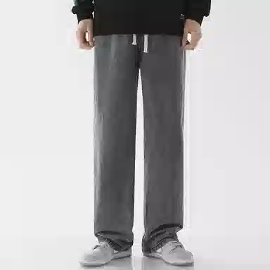 顶峰保罗 美式宽松百搭透气无性别主义弹力透气垂感休闲潮流阔腿拖地牛仔裤 男女同款