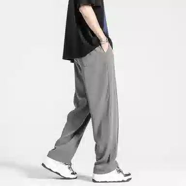 顶峰保罗 纯色质感薄款舒适直筒长裤复古潮牌宽松凉感小众简约百搭高级感显瘦运动阔腿 休闲裤 男女同款