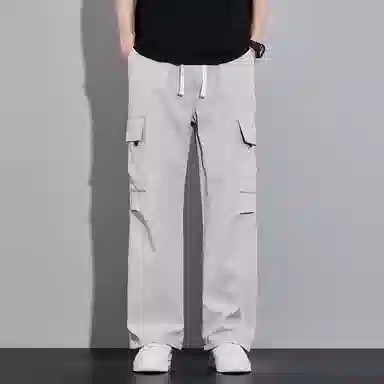 顶峰保罗 美式潮牌冰丝薄款无性别主义户外多口袋工装裤宽松直筒阔腿运动伞兵裤休闲裤 男女同款