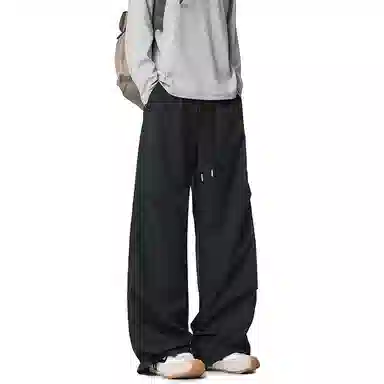 顶峰保罗 纯色宽松直筒运动伞兵裤青少年春秋穿搭美式潮牌高级感情侣潮流百搭通勤阔腿休闲裤 男女同款