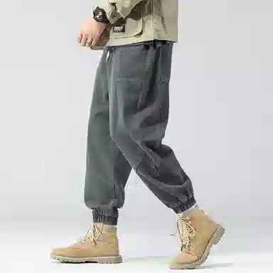 顶峰保罗 工装潮牌宽松薄款透气无性别主义九分哈伦束脚长裤子时尚百搭设计感垂感潮流运动休闲裤 男女同款