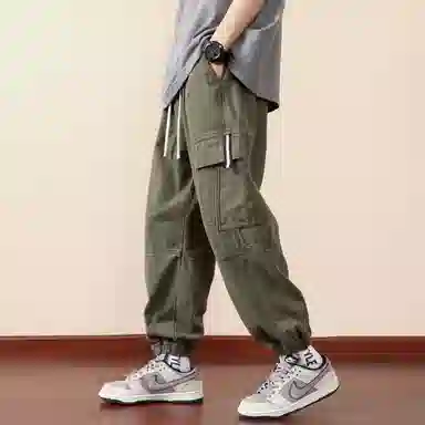 顶峰保罗 纯色运动简约宽松大码舒适通勤日常工装束脚无性别主义透气时尚松紧腰弹力显高显瘦百搭休闲裤 男女同款