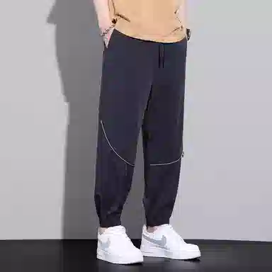 顶峰保罗 无性别主义冰丝裤子薄款亲肤透气凉感宽松束脚大码速干垂感运动时尚百搭潮流九分休闲裤 男女同款