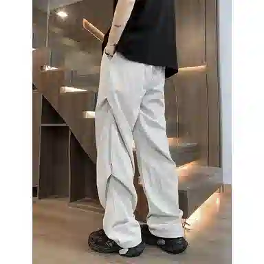 顶峰保罗 痞帅凉感舒适简约百搭伞兵直筒长裤户外登山跑步运动宽松小众设计感阔腿休闲裤 男女同款