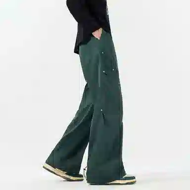 顶峰保罗 美式潮牌纯色简约高级感直筒阔腿长裤复古高街痞帅宽松舒适小众百搭运动休闲裤 男女同款